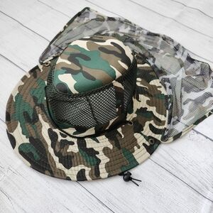 Camouflage Men's Sun Protection Hat w/ Mesh Neck Flap Cover, Wide Brim